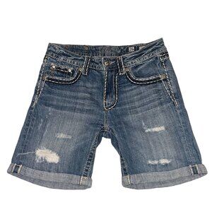 Miss Me JB5014H105 Boyfriend Bermuda Shorts Womens 26 Embroidered Distressed